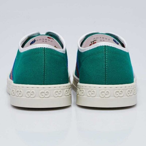 Gucci Green/Red Canvas/Rubber Low Top Sneakers Size 4.5/35 - Picture 4 of 5
